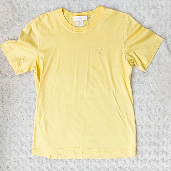 NWOT- ESCADA Yellow Embroidered Tee Shirt - Picture 1 of 9